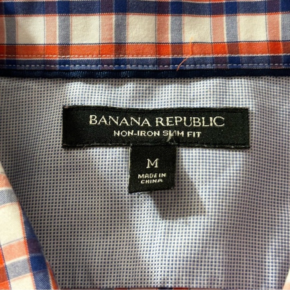 Banana Republic Non-Iron Slim Fit Button Down Shirt Men's Sz Med Holiday Orange - Picture 3 of 7